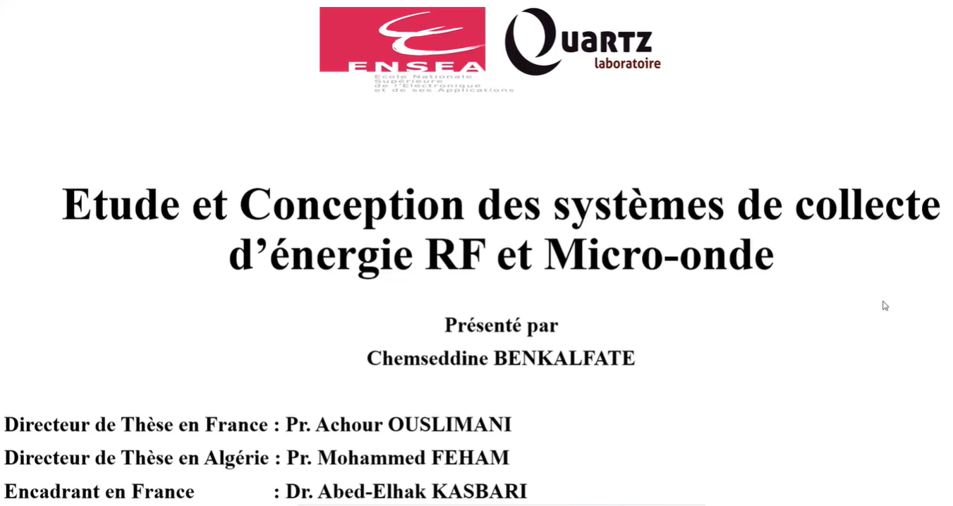 Séminaire de Chemseddine BENKALFATE, ES, 20/01/2022